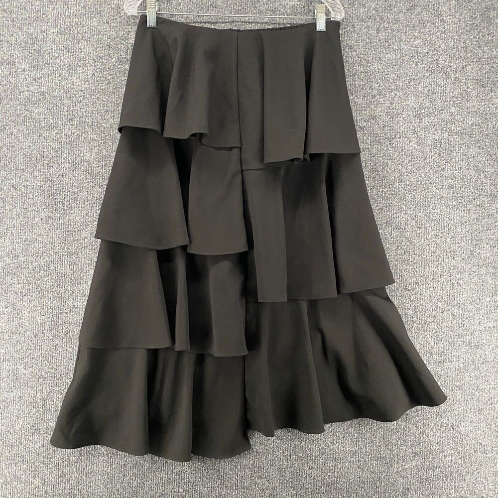 Moon River Skirt Womens L Black Tiered Ruffles Maxi Old Money Feminine Cocktail